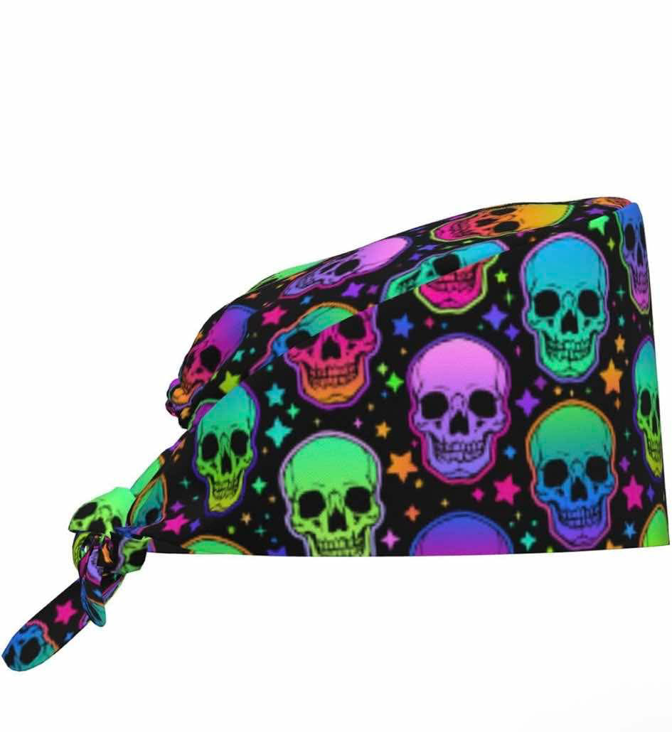Neon Skull Scrub “I Am That Nurse” Cap Set